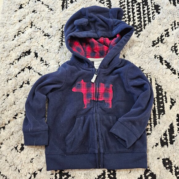 Carter's Baby Boy 2 Piece Long Sleeve Fleece Zipper Hoodie Pants Set 12M - Picture 2 of 6